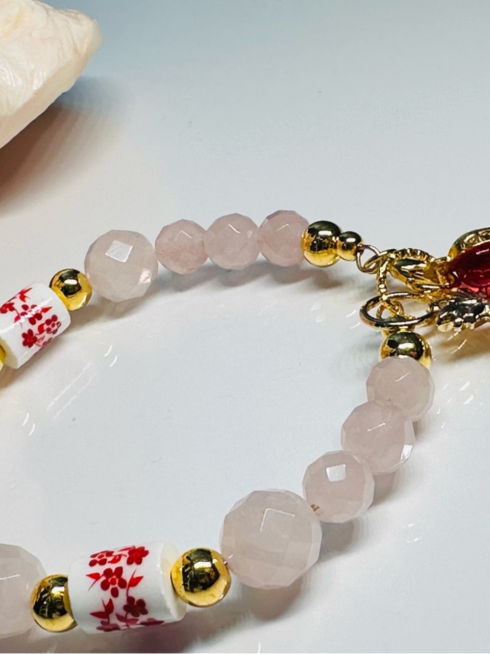 Natural Rose Quartz Beads Bracelet - Picture 8 of 11